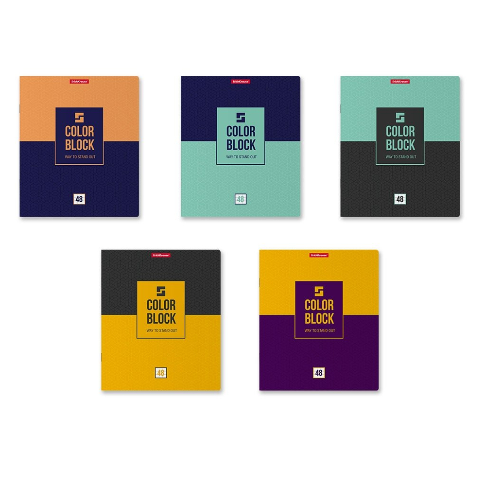 Тетрадь 48л., А5, клетка, Erich Krause "Color Block", скрепка, мелованный картон