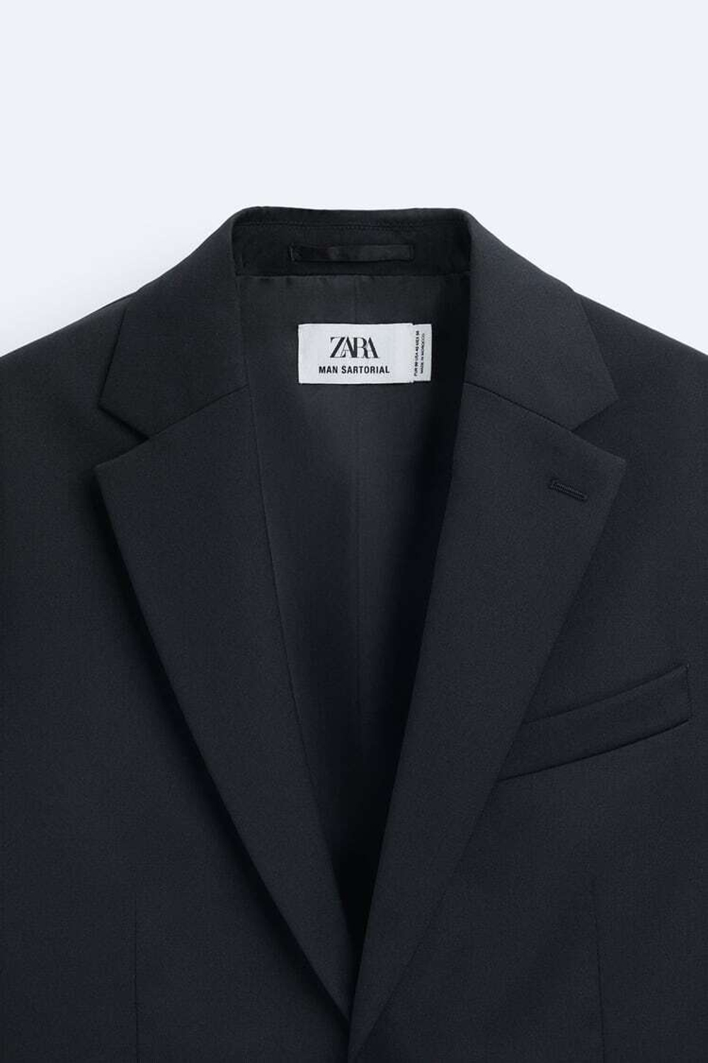 ZARA КОСТЮМНЫЙ БЛЕЙЗЕР ИЗ 100% ШЕРСТИ, ЧЕРНЫЙ