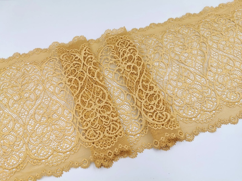 Эластичное кружево, 22 см, золотистое, (Арт: EK-2550), м