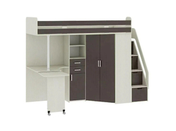 Карамель 77-03 кровать-чердак 2х этажная Ясень анкор Светлый / Бодега темный