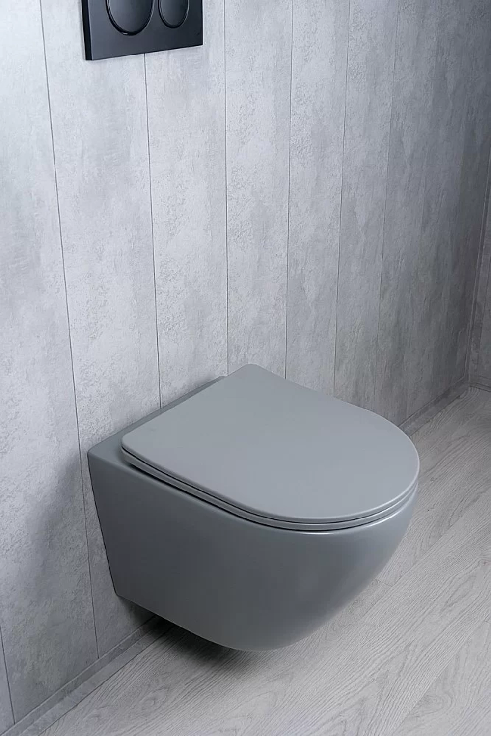 Унитаз подвесной Gid Tr2122TF-Lgm серый матовый, с крышкой микролифт, безободковый, слив-торнадо