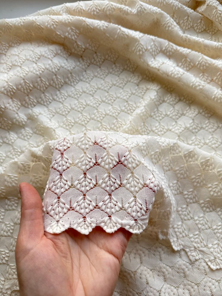 Вязаный трикотаж Ажур кремовый