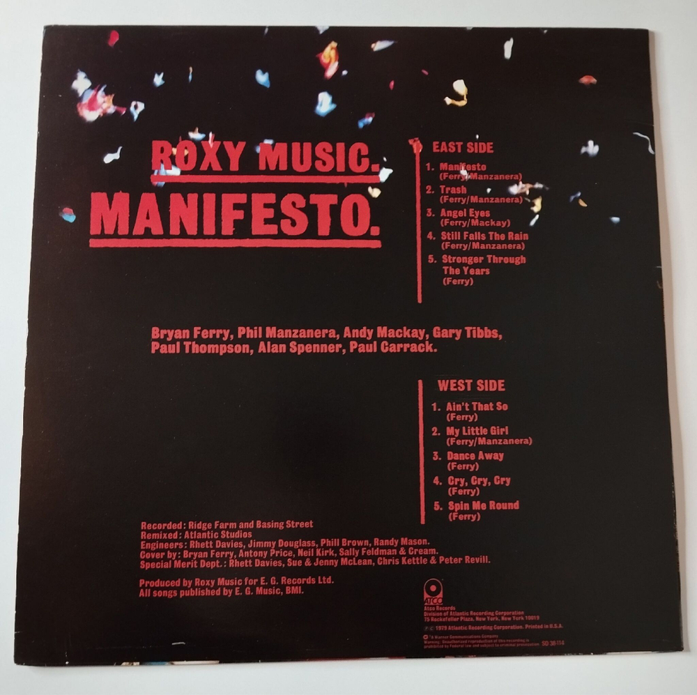 Винтажная виниловая пластинка LP Roxy Music Manifesto (USA 1979) Dance Away