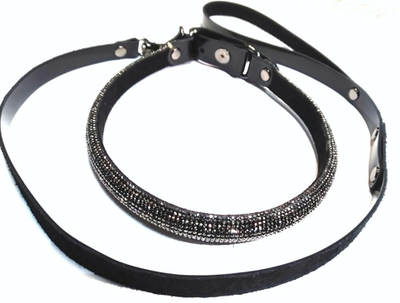 Ошейник Sitabella Гламур с поводком чёрный