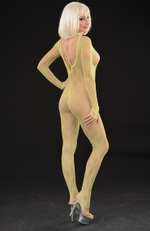 Яркий кэтсьюит из ажурной тянущейся сетки (Размер: S-M-L) (Цвет: лаймовый)