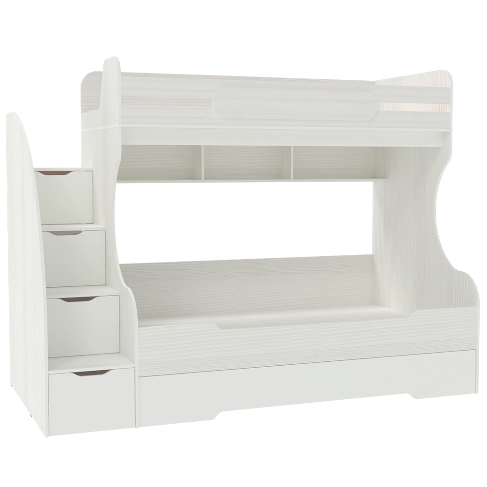 Трехъярусная кровать КарИВи БИГ Белое Дерево Белый