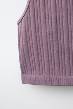 ZARA ТОП SEAMLESS, БЛЕДНО-РОЗОВЫЙ