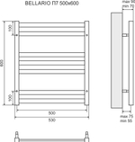 Полотенцесушитель водяной Lemark Bellario LM68607BL П7 500x600, черный