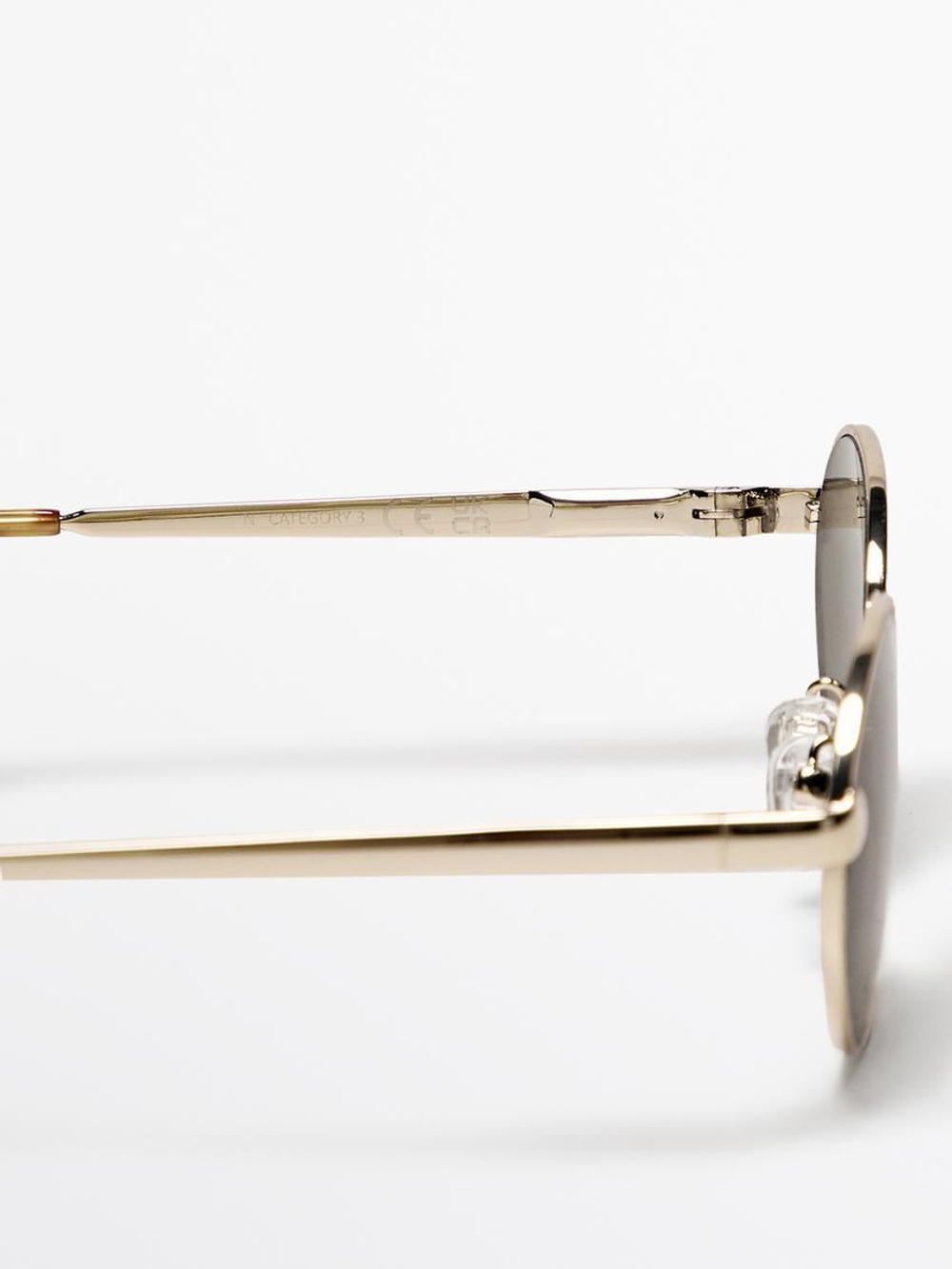 Massimo Dutti Солнцезащитные очки в круглой металлической оправе, золотистый