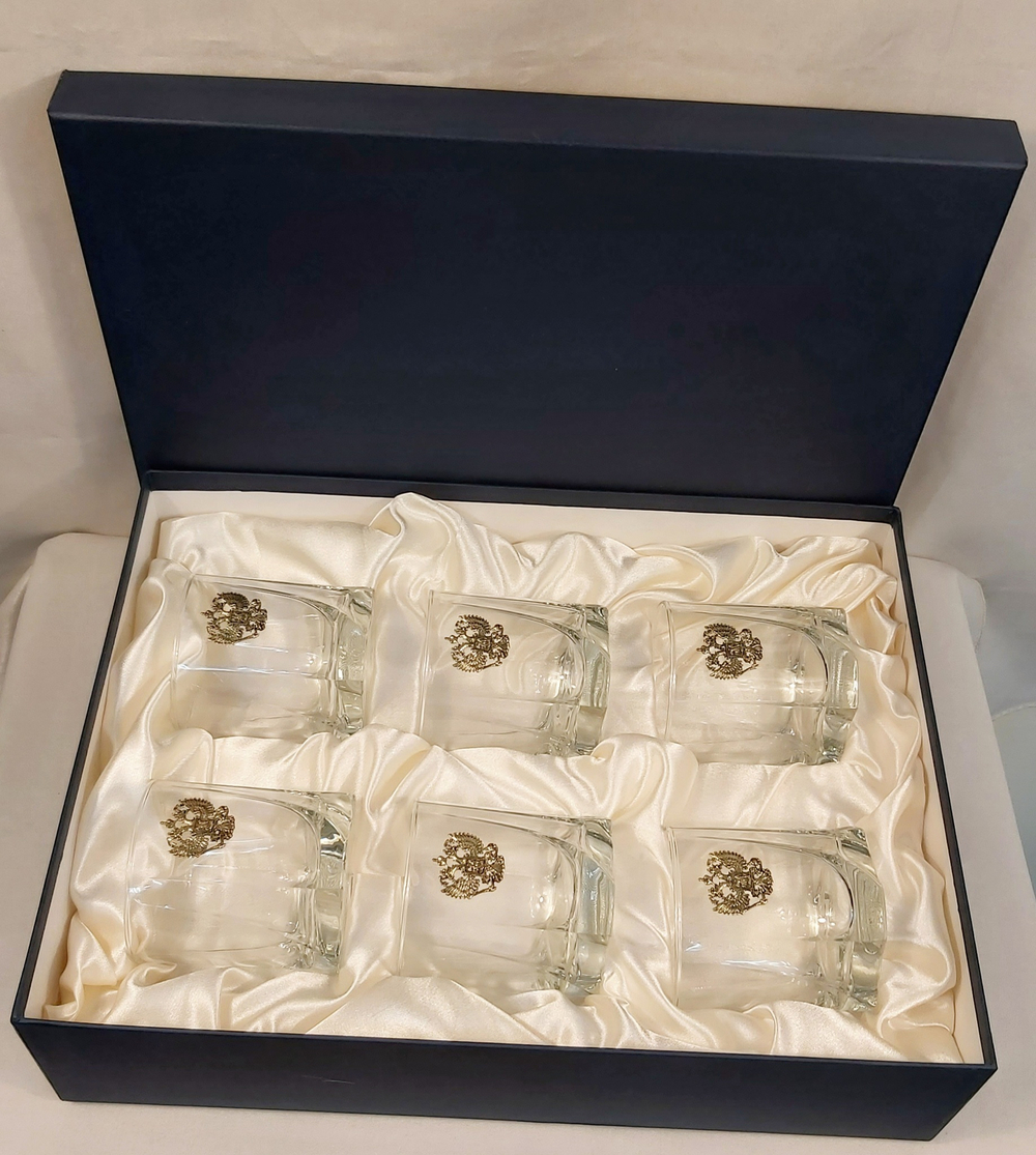 Набор из 6-ти бокалов для виски "Герб России" литье