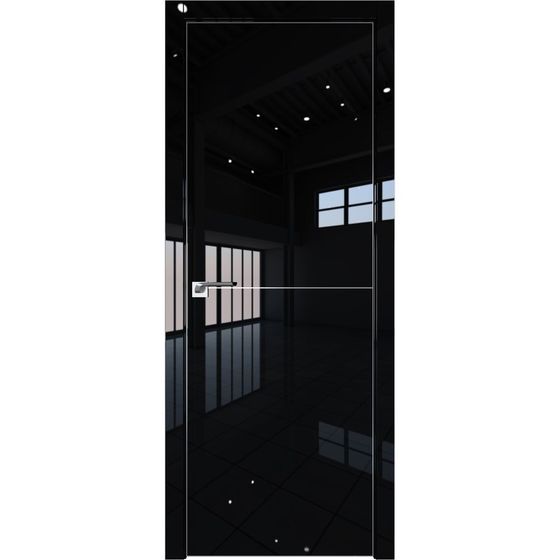 Межкомнатная дверь глянцевая Profil Doors 112LK чёрный люкс с алюминиевым молдингом