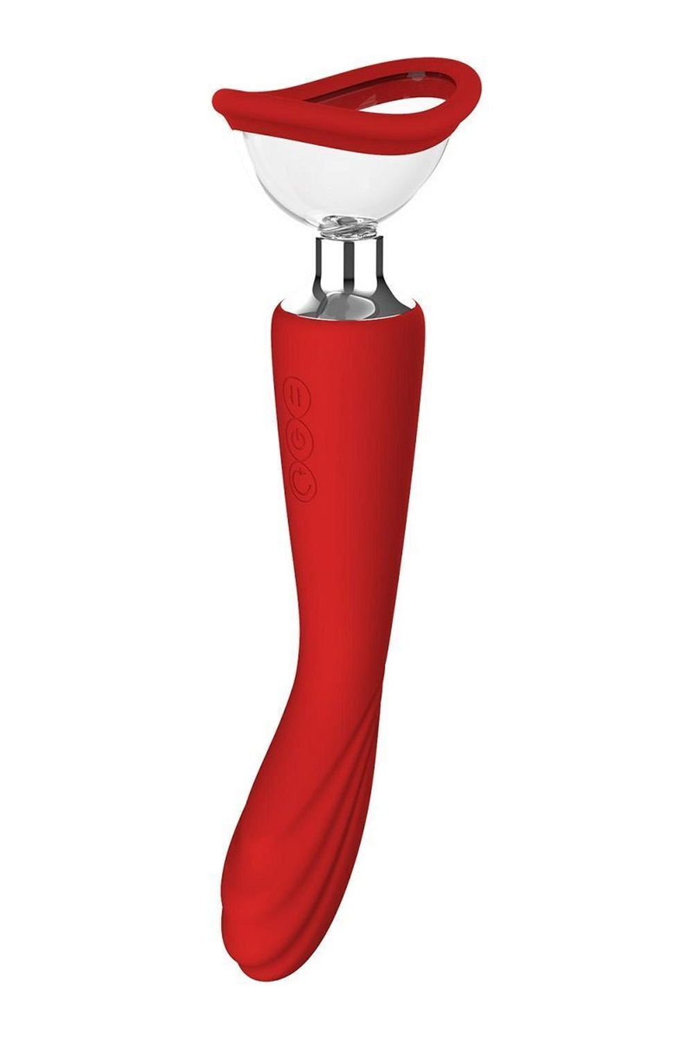 Красный двойной стимулятор Georgia - вибратор и вакуумная помпа (Цвет: красный)