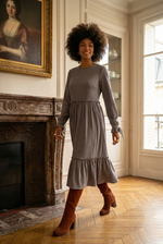 Хлопковое рюшечное платье в полосу