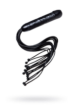 Чёрный фаллос-плетка Mini Rocket с шариками на конце хвостов (35 см) (Цвет: черный)