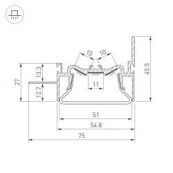 Профиль FOLED-50-WALL-2000 (Arlight, Алюминий) 035771