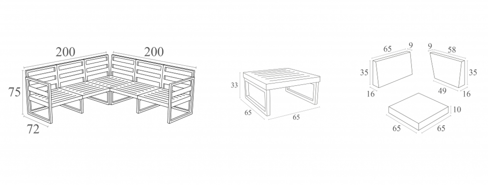 Комплект угловой пластиковой мебели Siesta Contract Mykonos, бежевый, бежевый