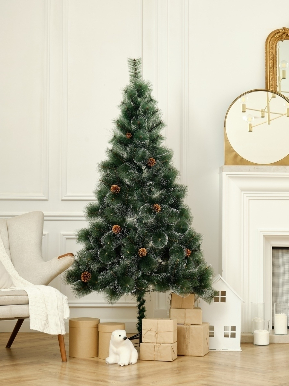 Елка искусственная/Искуственная новогодняя/Сосна с напылением/Пушистая/Новый год