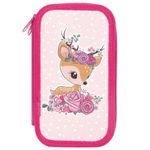 Пенал ЮНЛАНДИЯ, 2 отделения, ламинированный картон, блестки, 19х11 см, Fawn, 270173