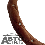 Оплетка на руль круглая Coolpart DIAMOND  (37*38) ромб ткань кофейный СТРАЗЫ F6068CF
