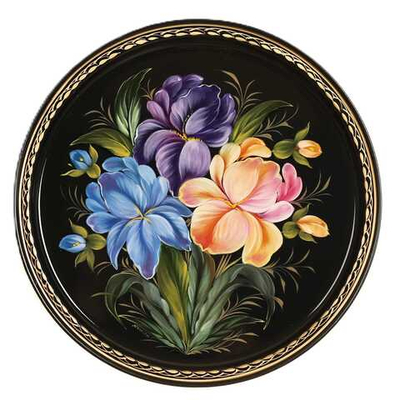 Жостовский поднос декоративный, размер 30 см (A9), металлический