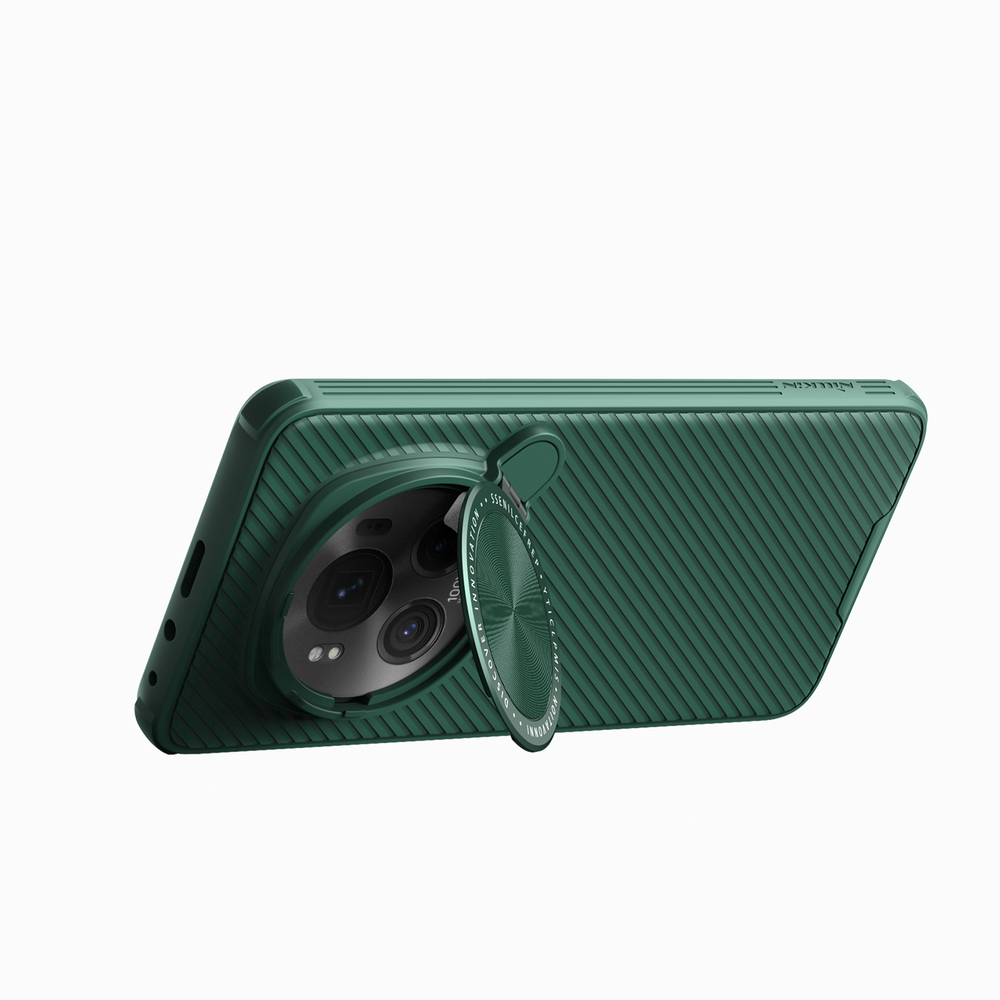 Чехол зеленого цвета (Deep Green) от Nillkin на Honor Magic 6 Pro с металлической откидной крышкой и поддержкой магнитной беспроводной зарядки MagSafe, серия CamShield Prop Magnetic Case