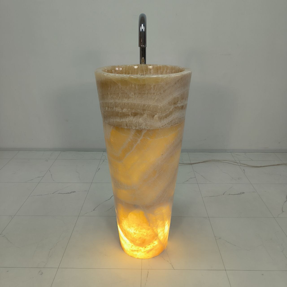 Раковина напольная из оникса Yellow ON-55007 90*40*40  0205