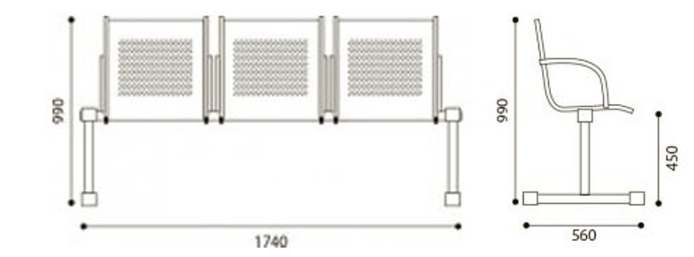 Система сидений СЕЛЕНА 3-Х МЕСТНАЯ