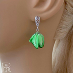 LEFIREL' Серьги серебряные женские "Тирия" с цветами из муранского стекла / ювелирные украшения из родированного серебра 925