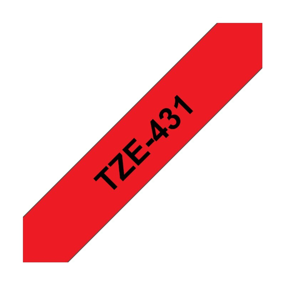 Brother TZE-431 кассета с лентой для печати наклеек, чёрный шрифт на красной основе, 12мм*8м