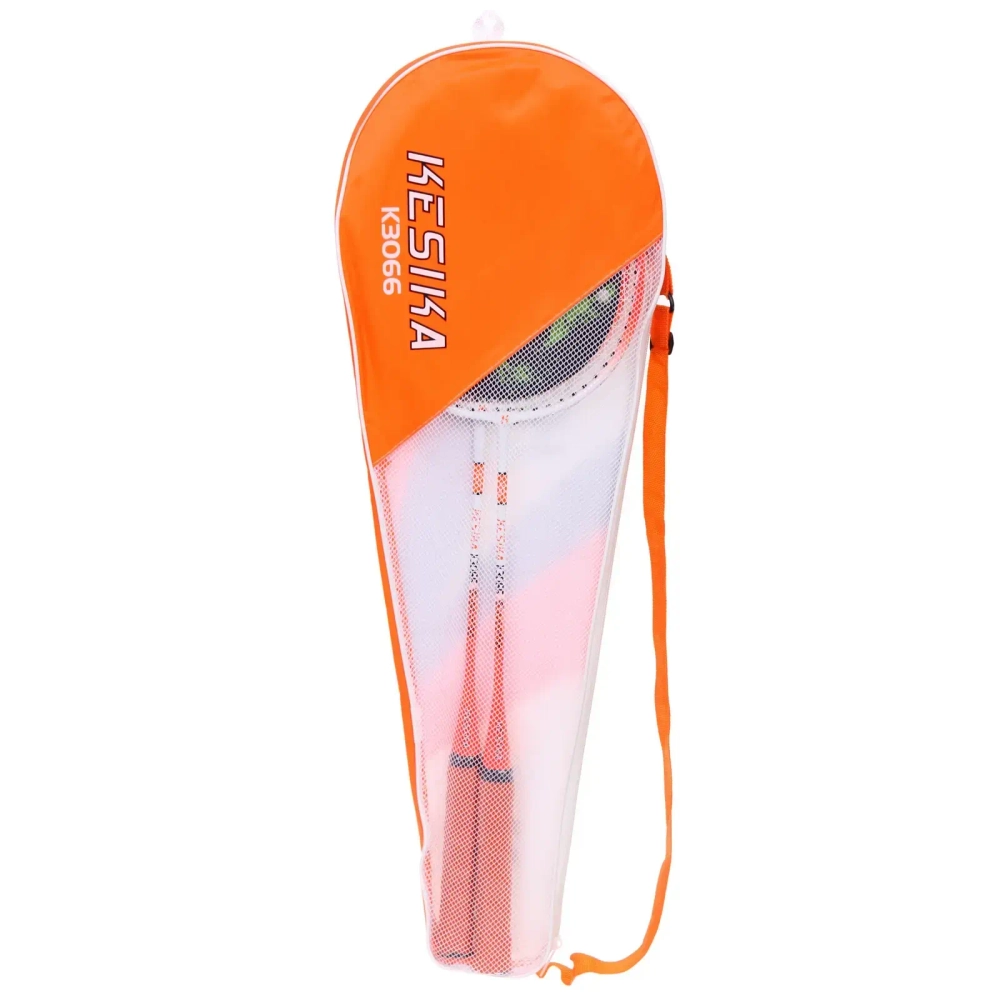 Бадминтон в наборе K-3066, 3 предмета: 2 металлические ракетки 65 см, чехол (цвет: оранжевый)