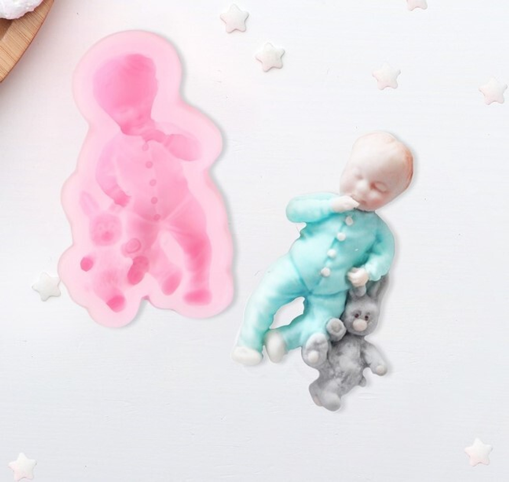 Молд "мальчик и зайчик" 9,1×5,4×2,1 см