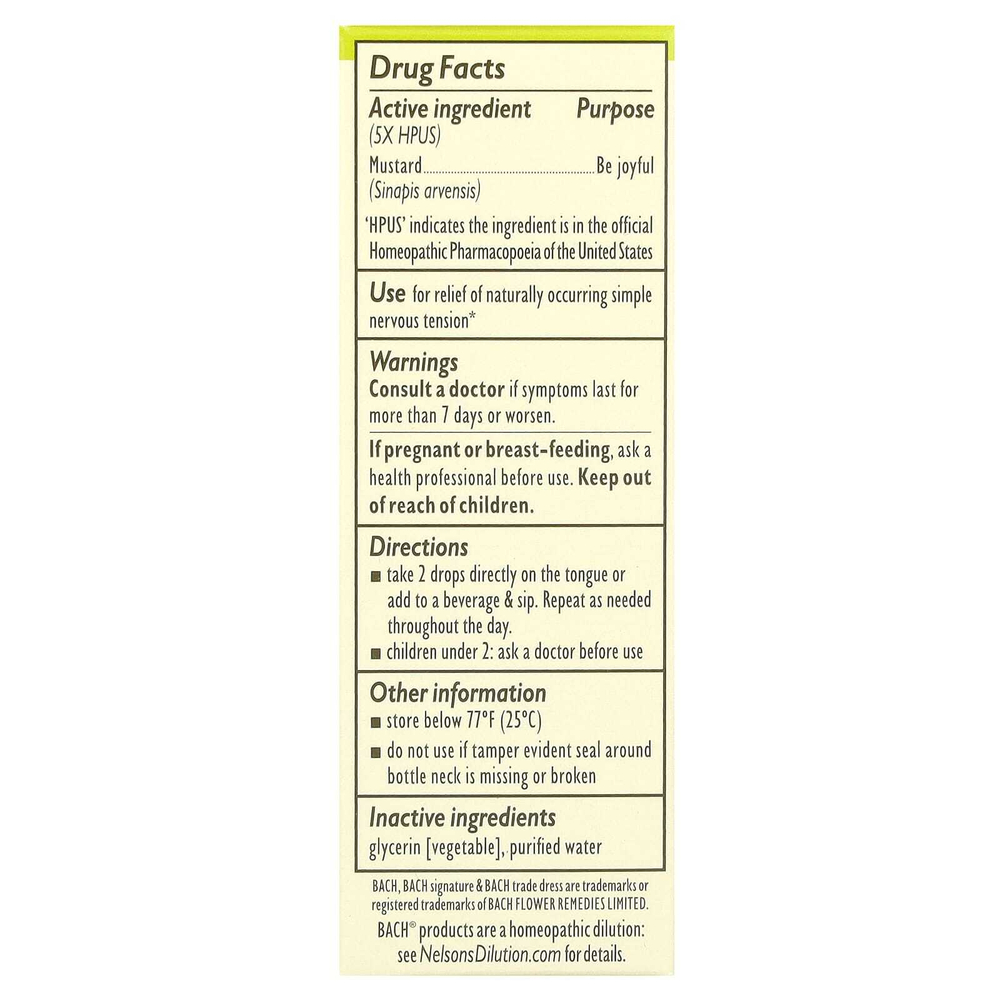 Bach, Original Flower Remedies, горчица, 10 мл (0,35 жидк. унции)
