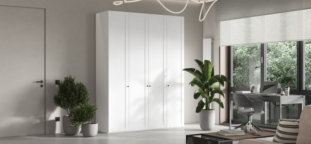 Шкаф Босс Фрейм 180 - 4Д Белый снег, Шарли белый