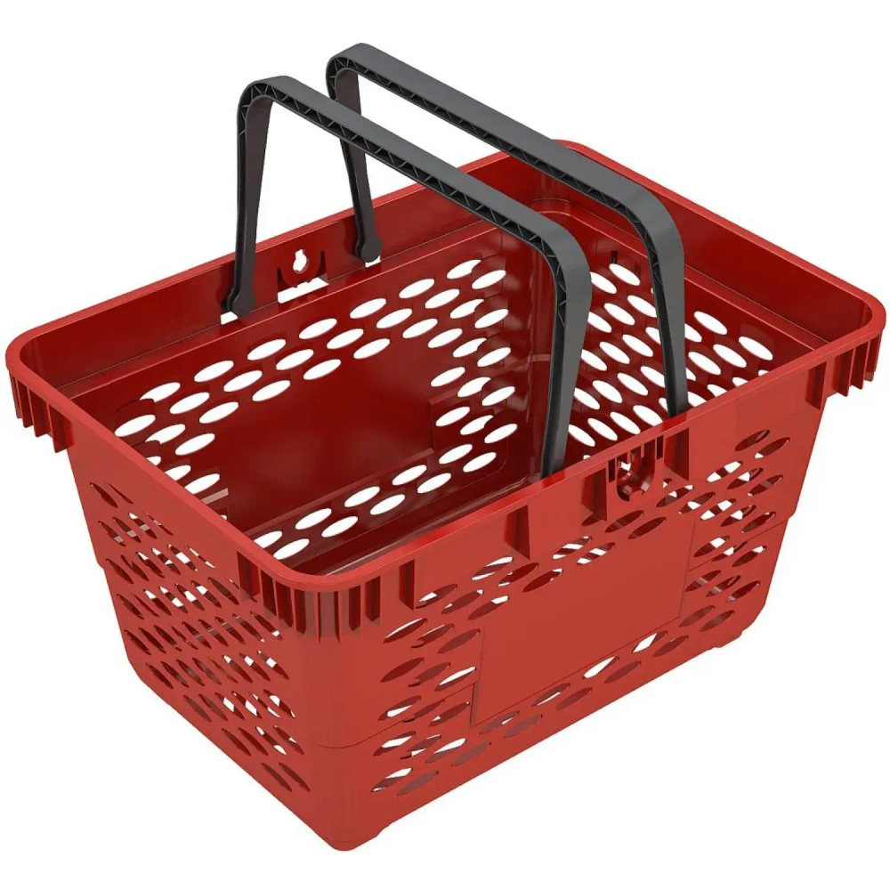 Корзина покупательская EVR_CLASSIC пластик., с 2-мя пл.ручками 20л.,красный