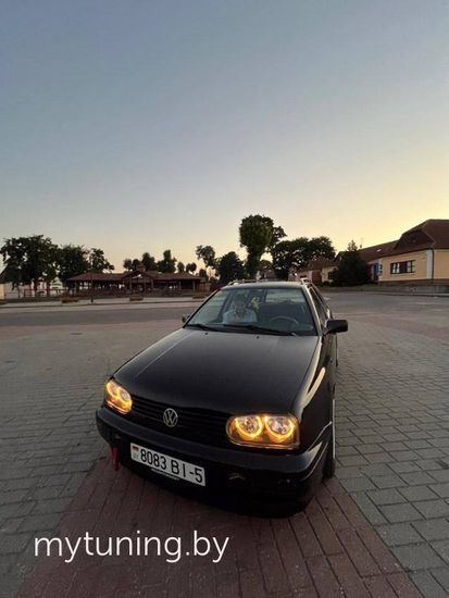 Передние фары VW Golf 3 angel eyes black