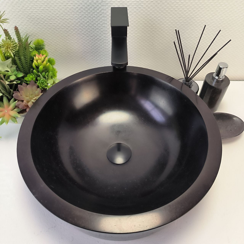 Раковина из андезита Drum Black Medium DA-62997 45*45*15 09