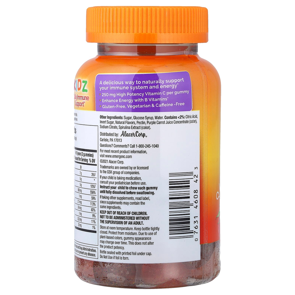 Emergen-C, Kidz, ежедневная жевательная добавка для поддержки иммунитета, со вкусом ягод, 44 жевательных таблетки
