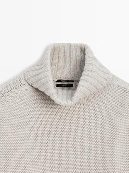 Massimo Dutti Накидка из 100% шерсти с бахромой, антрацитово-серый