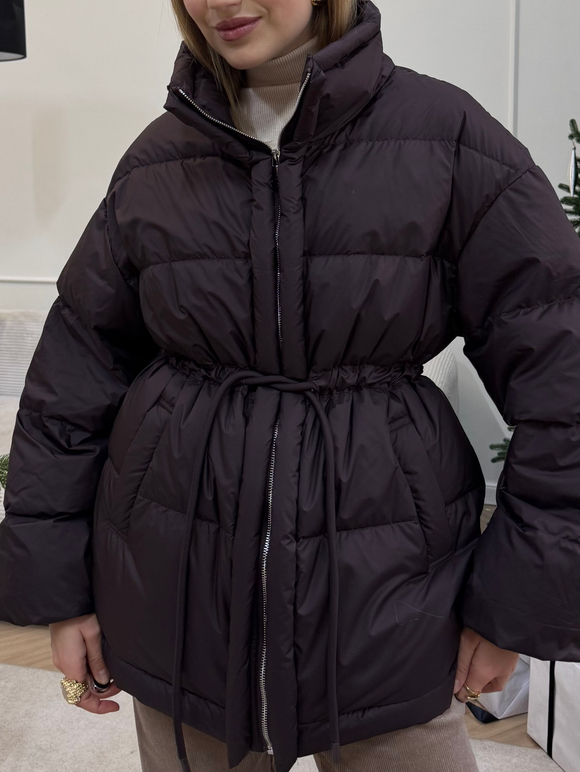 Пуховик Brunello миди шоколадный