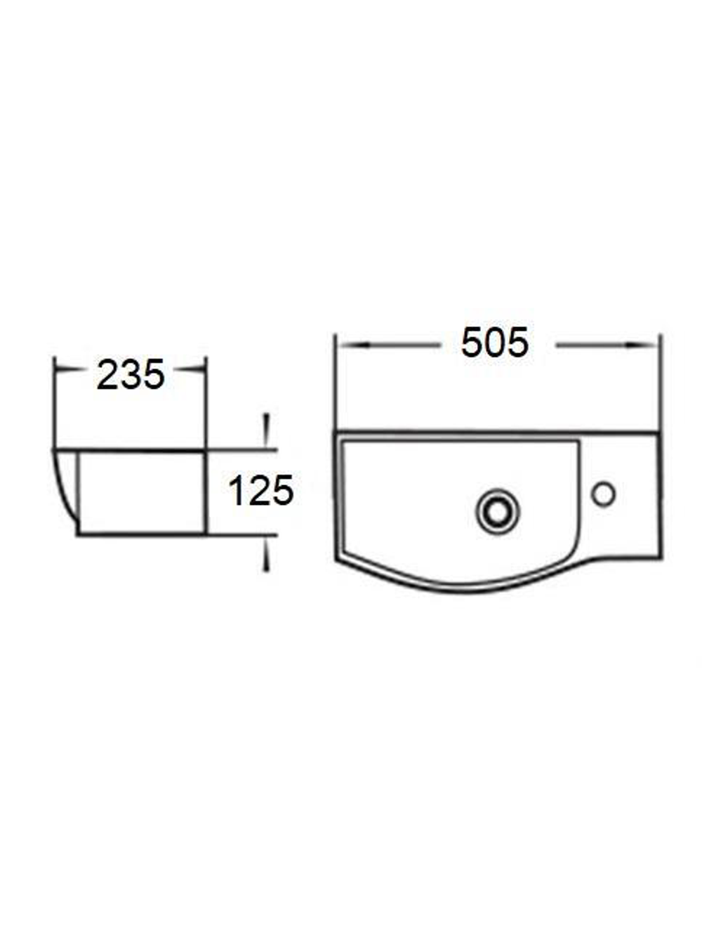 Раковина подвесная (глянцевая белая) WeltWasser WW AISBACH 7950 GL-WT R 505х235х125