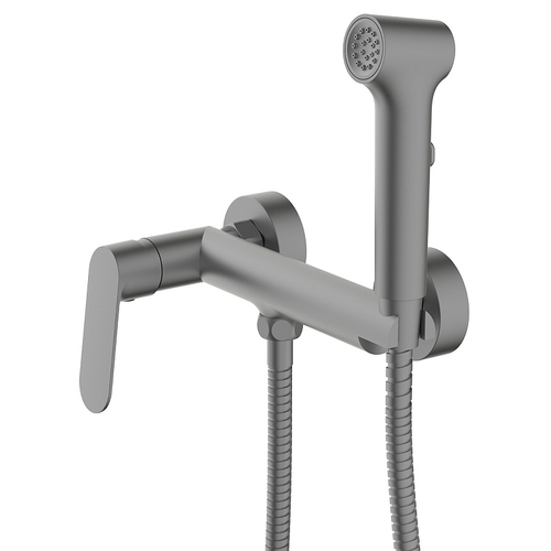 Гигиенический душ Azario Alanti со смесителем, керамический картридж, однорычажный, шланг 150 см, графит (AZ-K2532GR)