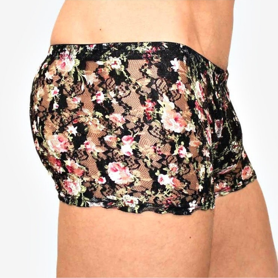 Мужские трусы боксеры черные в сеточку Romeo Rossi Black Boxer RR00220