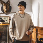 Мужская футболка в американском ретро-стиле, плотная (300 г), с длинным рукавом, новая модель осень, свитшот с круглым вырезом, свободный крой, для весны и осени.