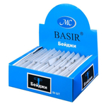 Бейджики пластиковые горизонтальные 50 шт, 90*57 мм, MC-Basir, стандартный прозрачный бейдж на булавке для пропуска (для школьников, медиков, сотрудников) на грудь