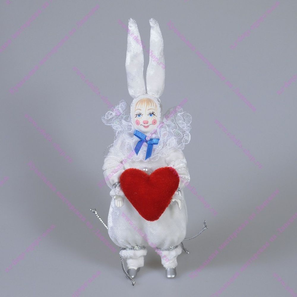 Ёлочная игрушка Мальчик-Зайчик с сердцем