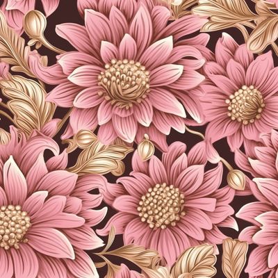 Цветы с золотыми листьями на темном фоне