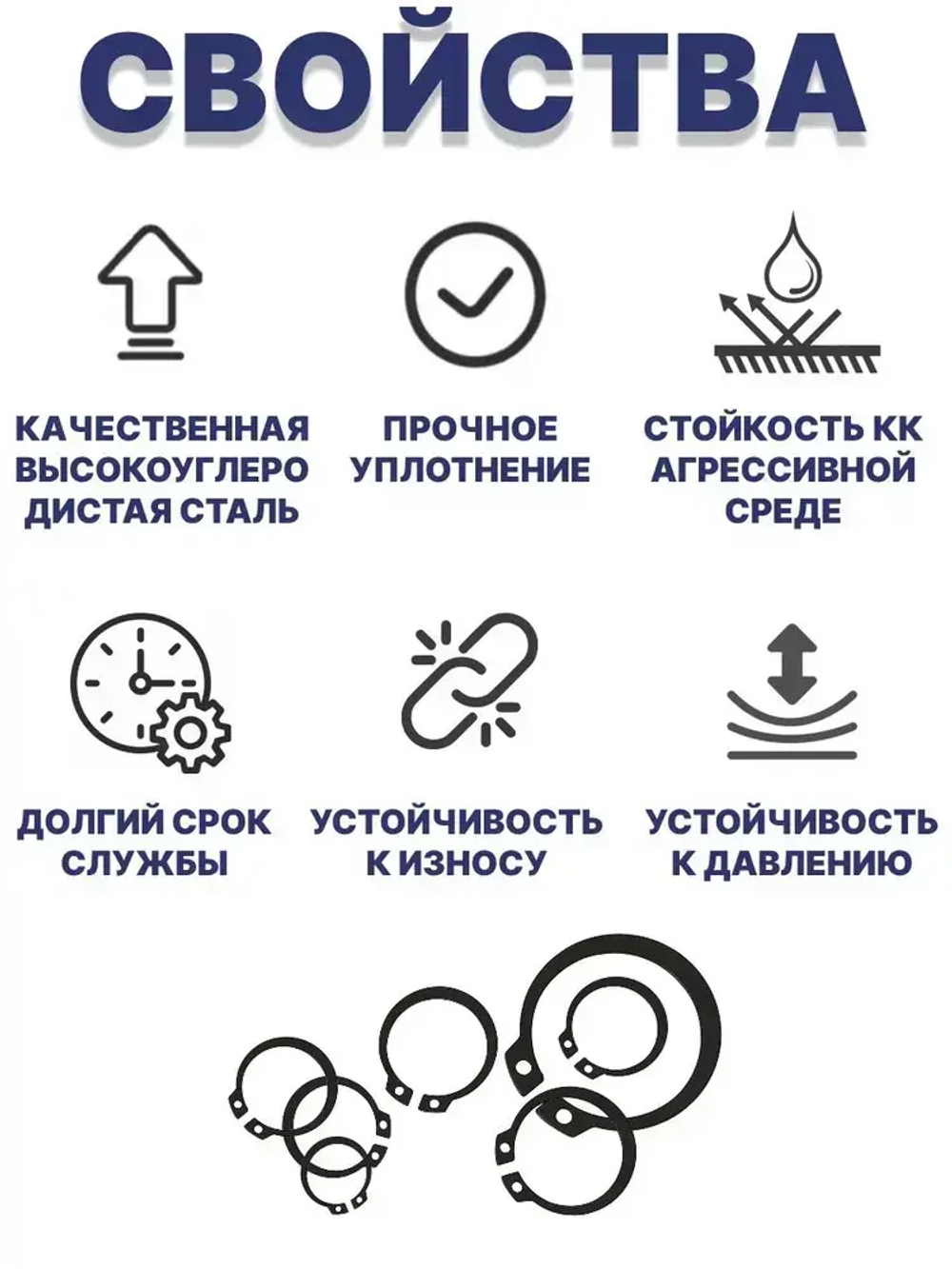 Стопорные кольца набор 3-32 мм 300 шт/ 18 видов, внешние кольца