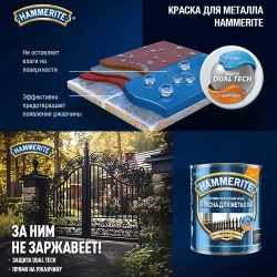 Краска для металла / Грунт-эмаль по ржавчине 3в1 алкидная Hammerite молотковая черный 2,5 л