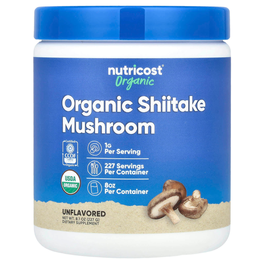 Nutricost, органический порошок из грибов шиитаке, без добавок, 227 г (8 унций)