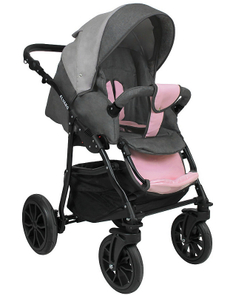 Детская коляска Alis Alvaro 2 в 1 Al 03 т.серый+св.серый+розовая кожа